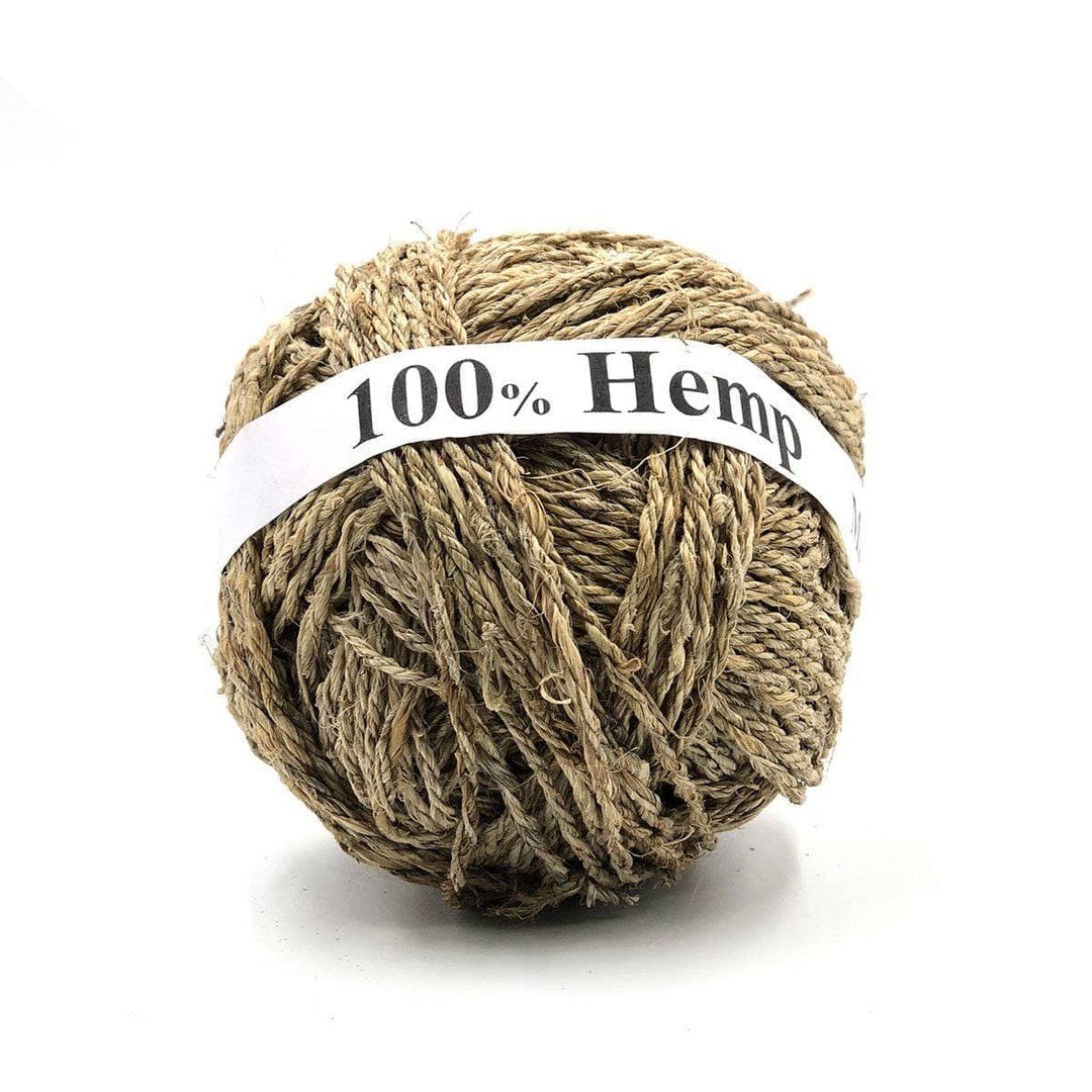 Yarn ball of 3-ply Hemp in Natural on a white background