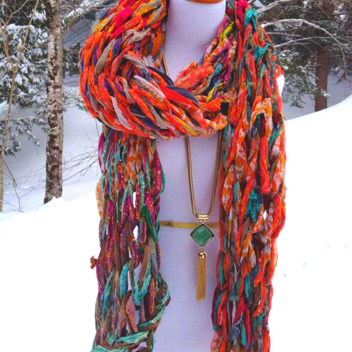 orange arm knit scarf