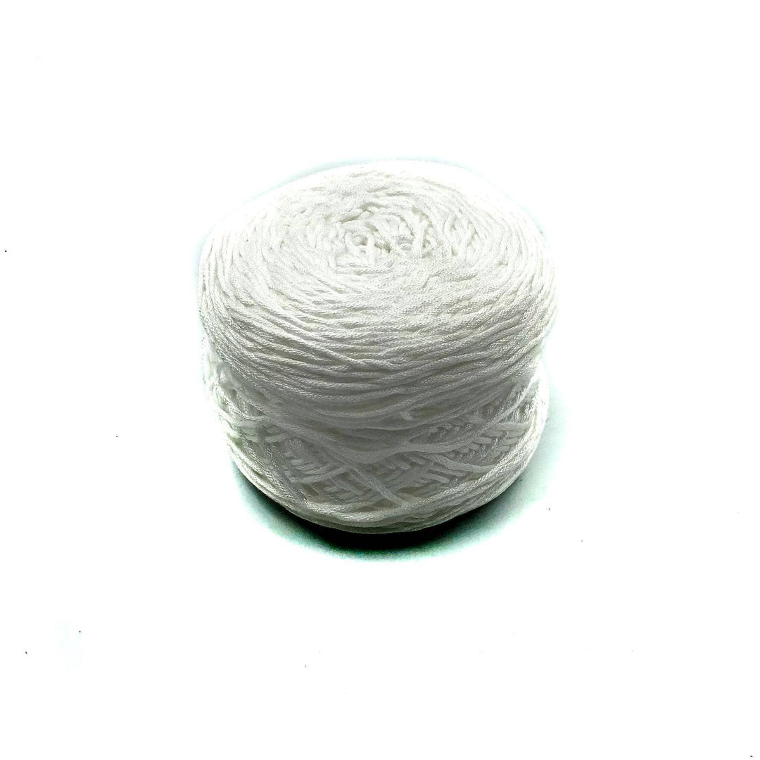 Viscose & Cotton Baby Yarn cake in Lily (white) on a white background