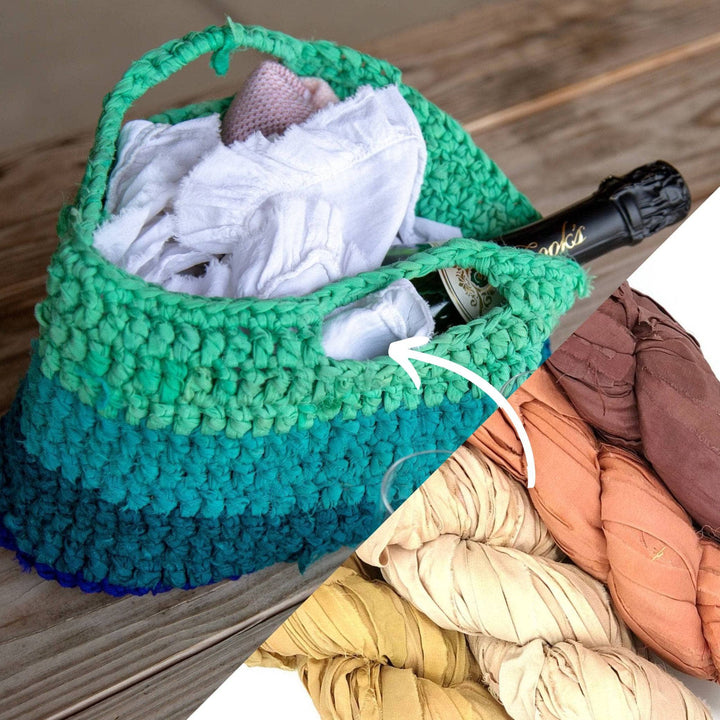 Easy Market Tote Crochet Kit or Knitting Kit | Darn Good Yarn - eco-friendly yarn + boho clothing