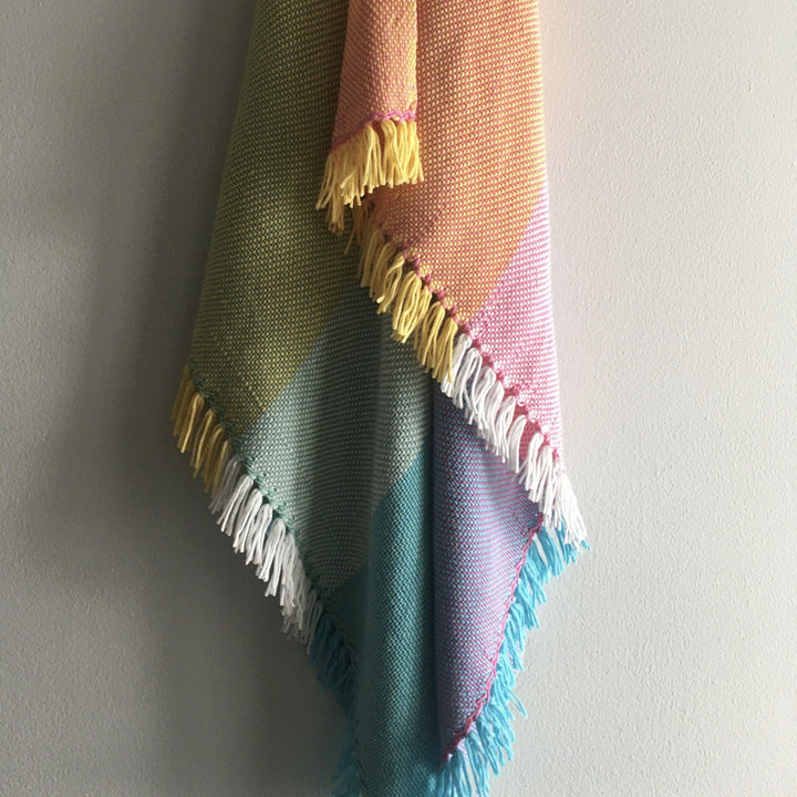 multicolored blanket on a white background