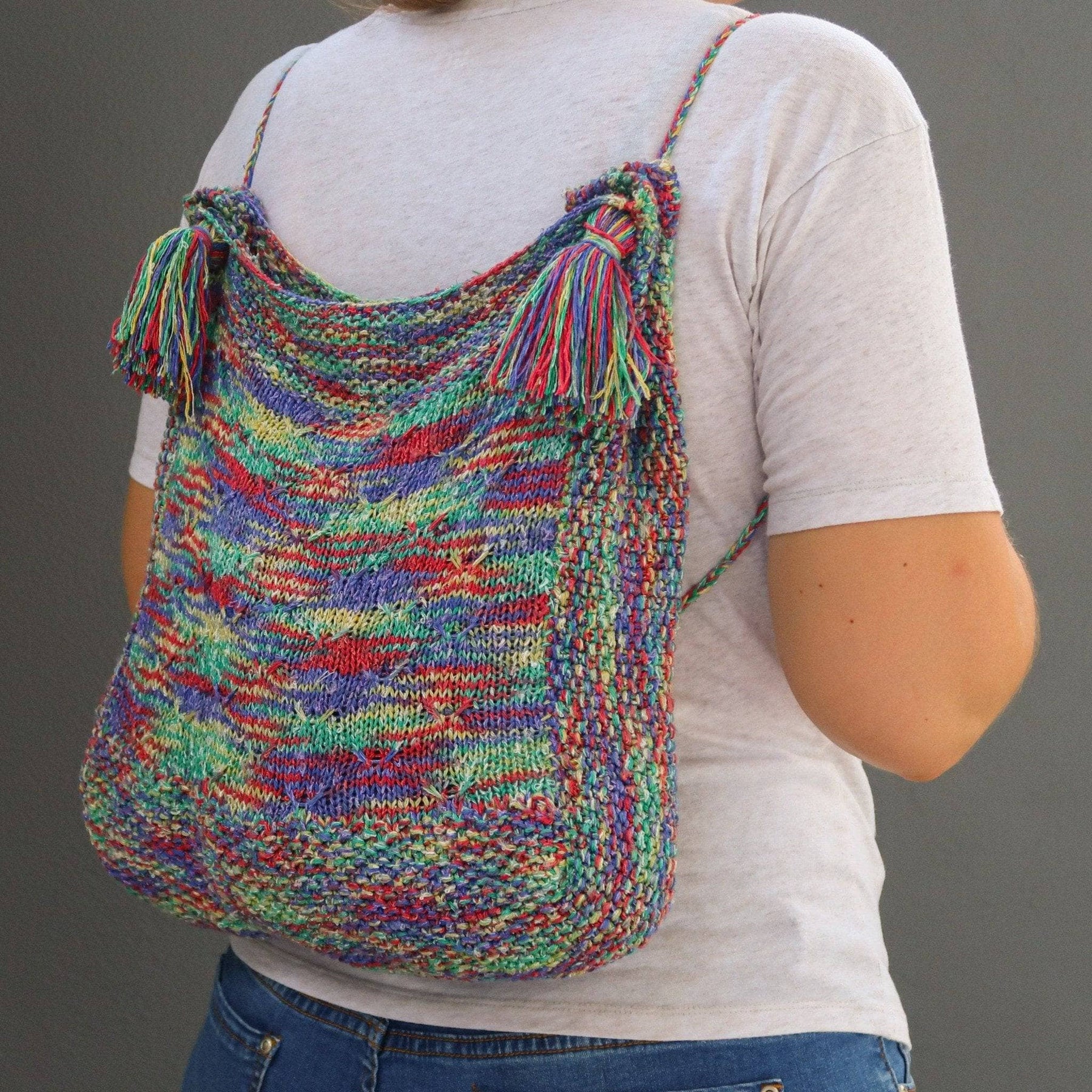 Knitted Pattern Backpack Back to School Backpack Knitting Pattern | Darn Good Yarn