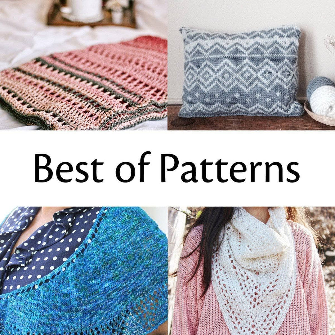4 knit and crochet projects with the text BEST OF PATTERNS written in the image