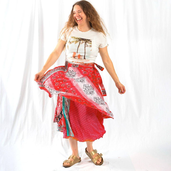 Boho Reclaimed Sari Wrap Skirt