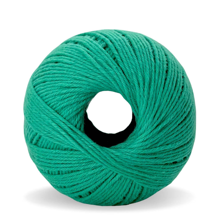 side view of circulo cotton maxcolor 4-4 in teal in front of a white background.