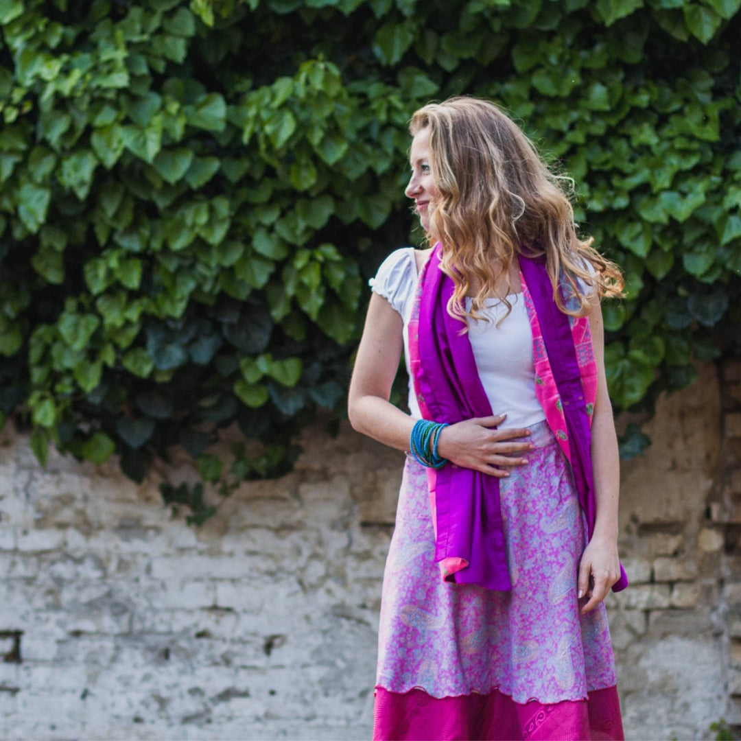The Original Boho Reclaimed Sari Wrap Skirt - Darn Good Yarn