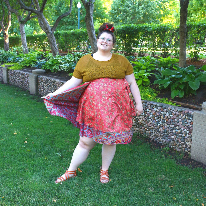 The Original Boho Reclaimed Sari Wrap Skirt - Darn Good Yarn