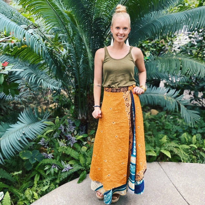 The Original Boho Reclaimed Sari Wrap Skirt - Darn Good Yarn