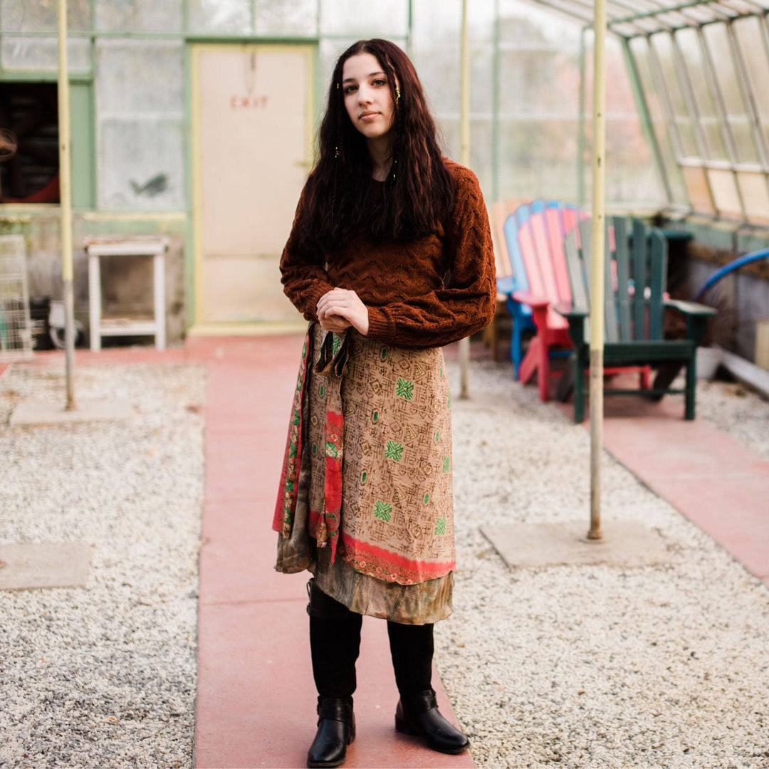 The Original Boho Reclaimed Sari Wrap Skirt - Darn Good Yarn