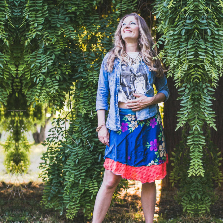 The Original Boho Reclaimed Sari Wrap Skirt - Darn Good Yarn