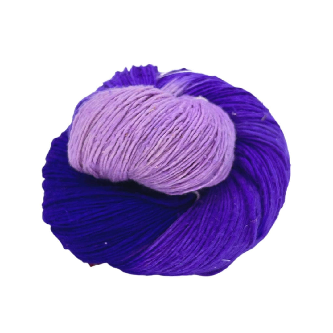 Ombre sport weight single ply recycled silk yarn purple