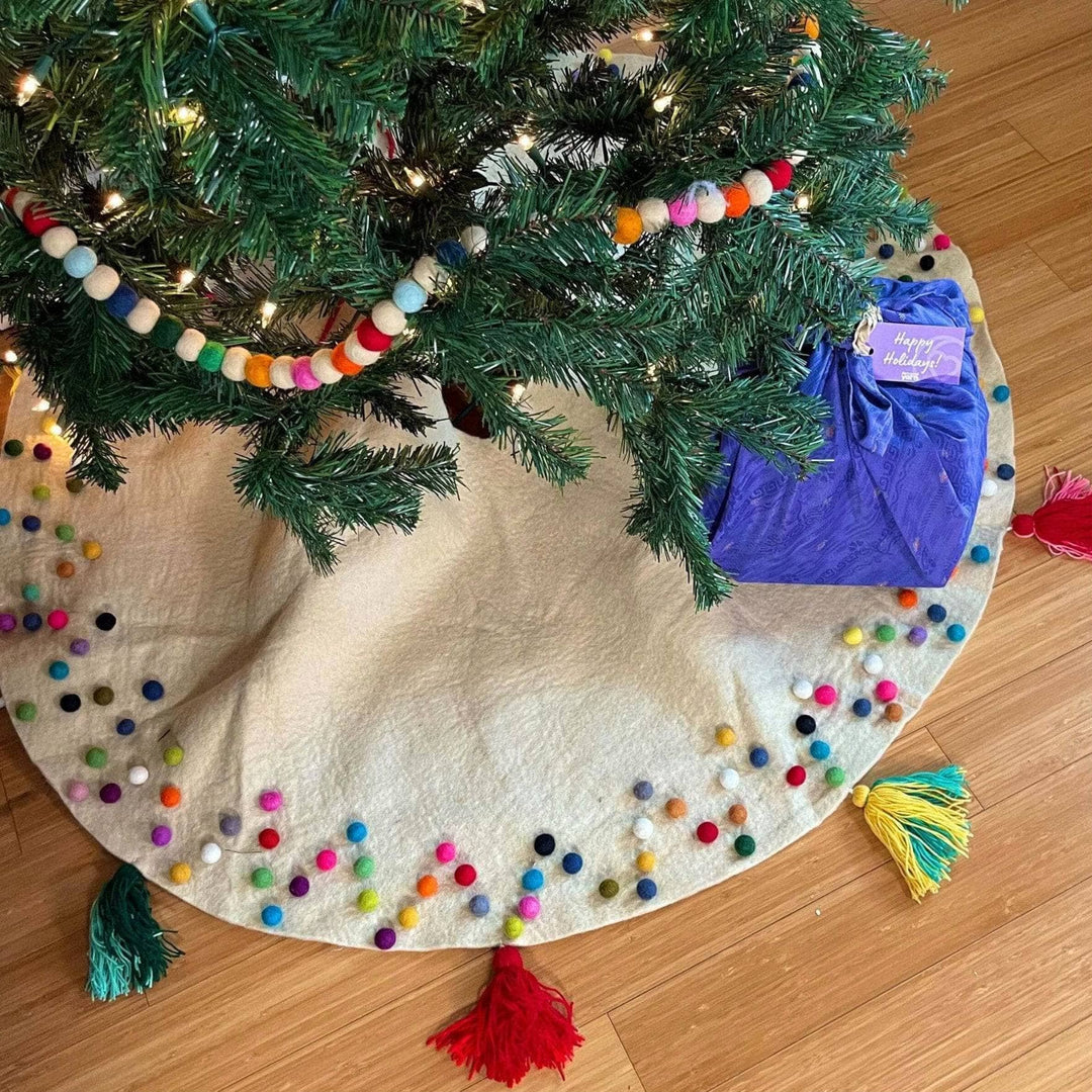 Felt Ball & Tassel Christmas Tree Skirt