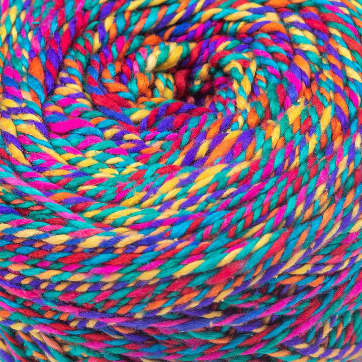 close up image of twisting rainbows to show yarn detail. 