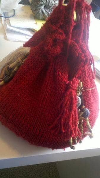 red bag over a table