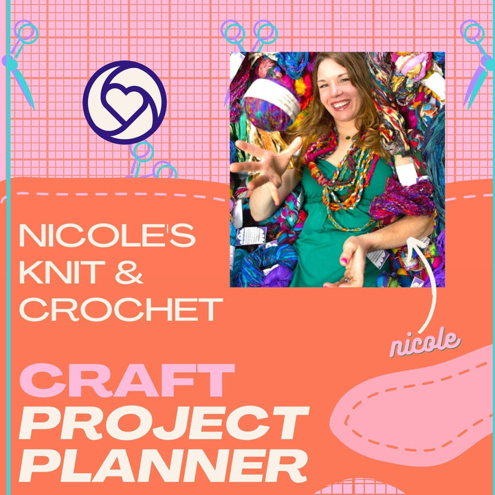 Nicole's Craft Project Planner fromt cover. Orange and pink graphics with text reading "explore creativity"