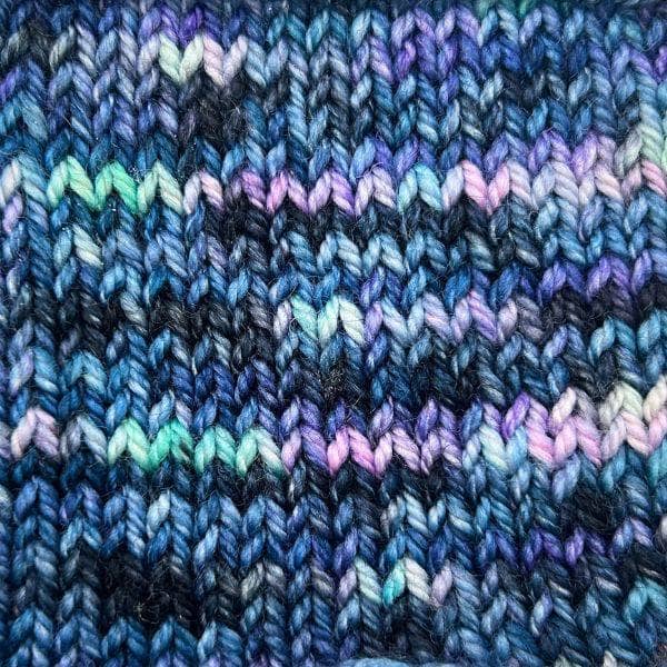 Northern Lights Superwash 4-Ply Sock Yarn Knit Swatch: Stockinette