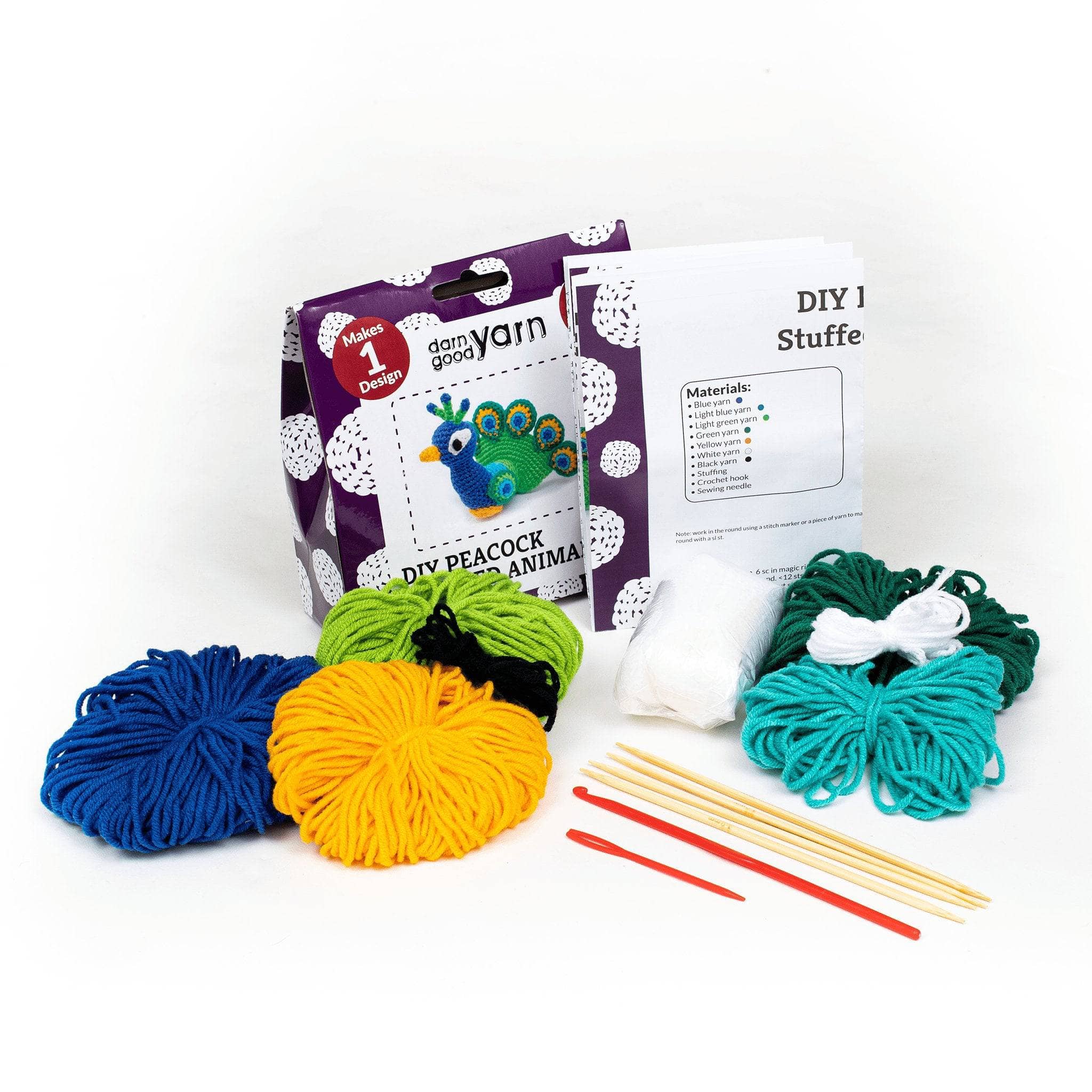 Paisley The Peacock Easy Knit or Crochet Kit - Ethically Sourced Yarn, Craft Kits, Home Goods, Clothing & Accessories