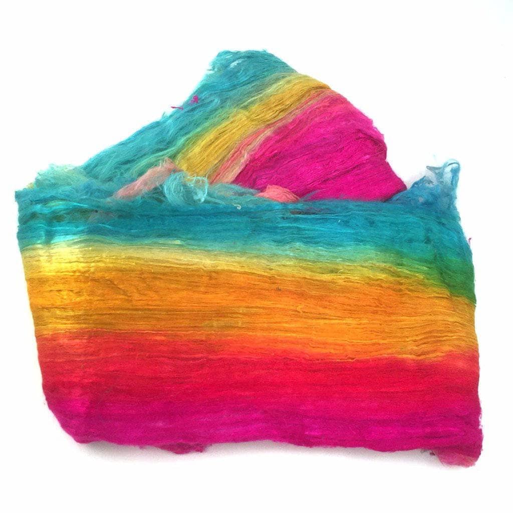 Rainbow Silk Sheet with a white background behind it