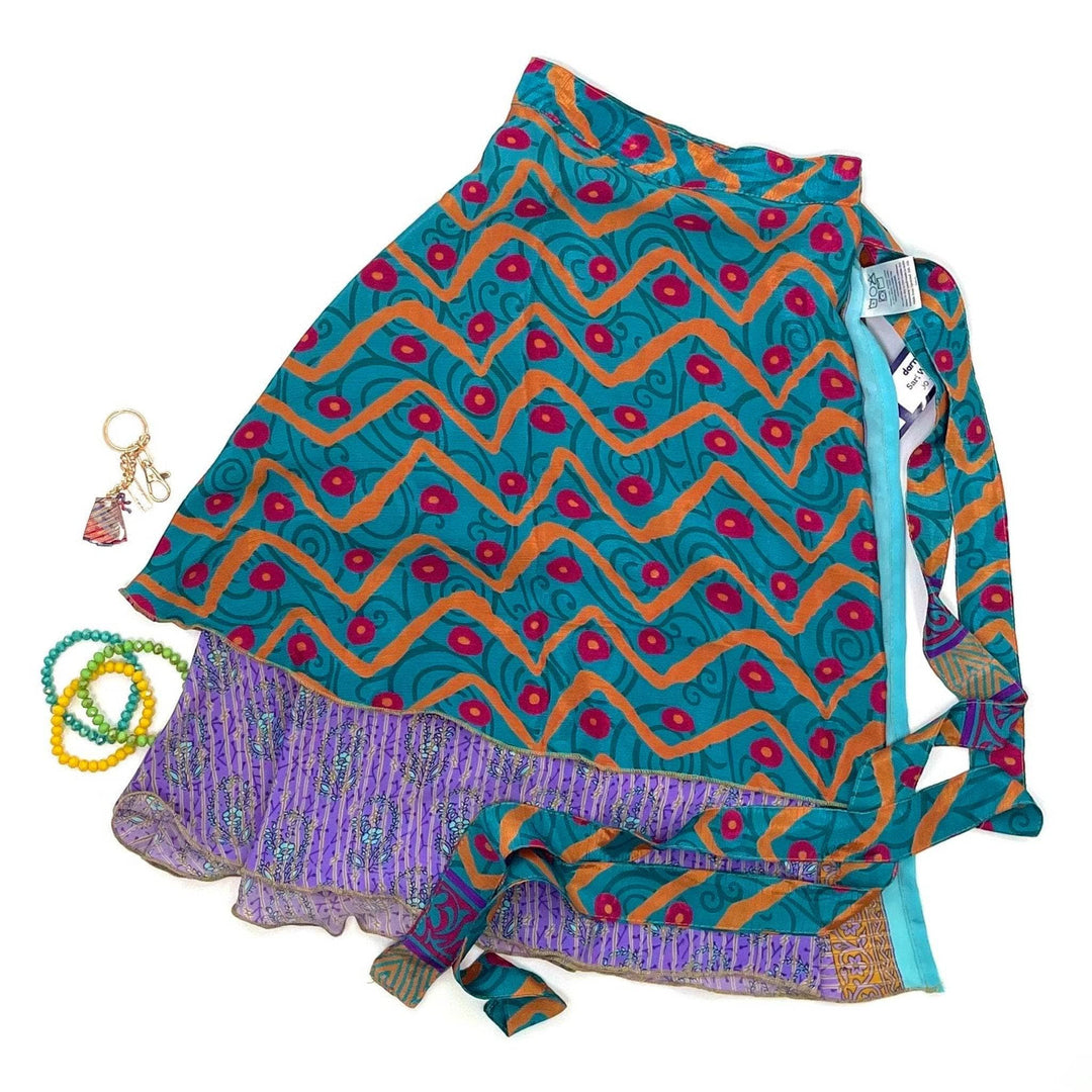 Reclaimed Sari Double Layering Skirt & Exclusive Accessory Bundle