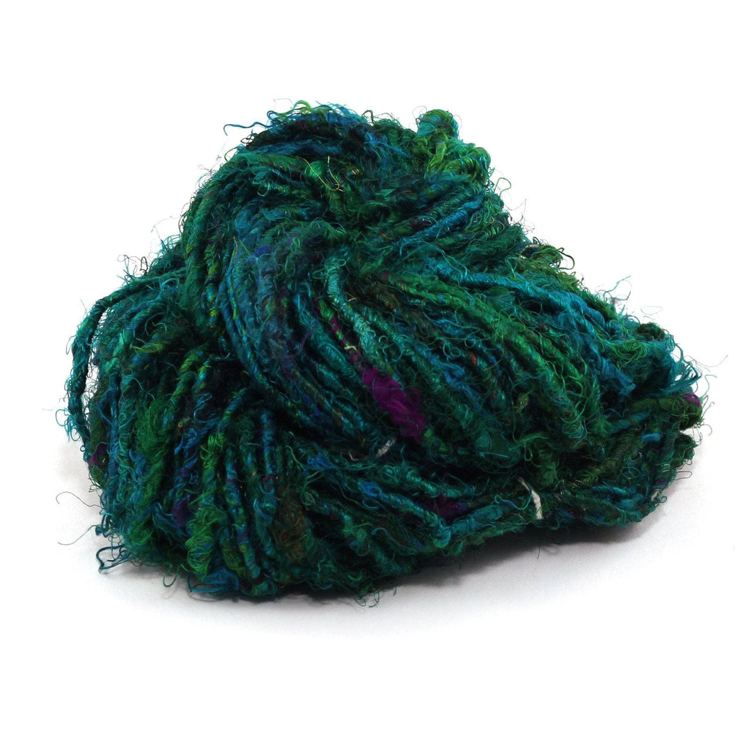 Recycled Silk Yarn close up in the shade irish hills (green)