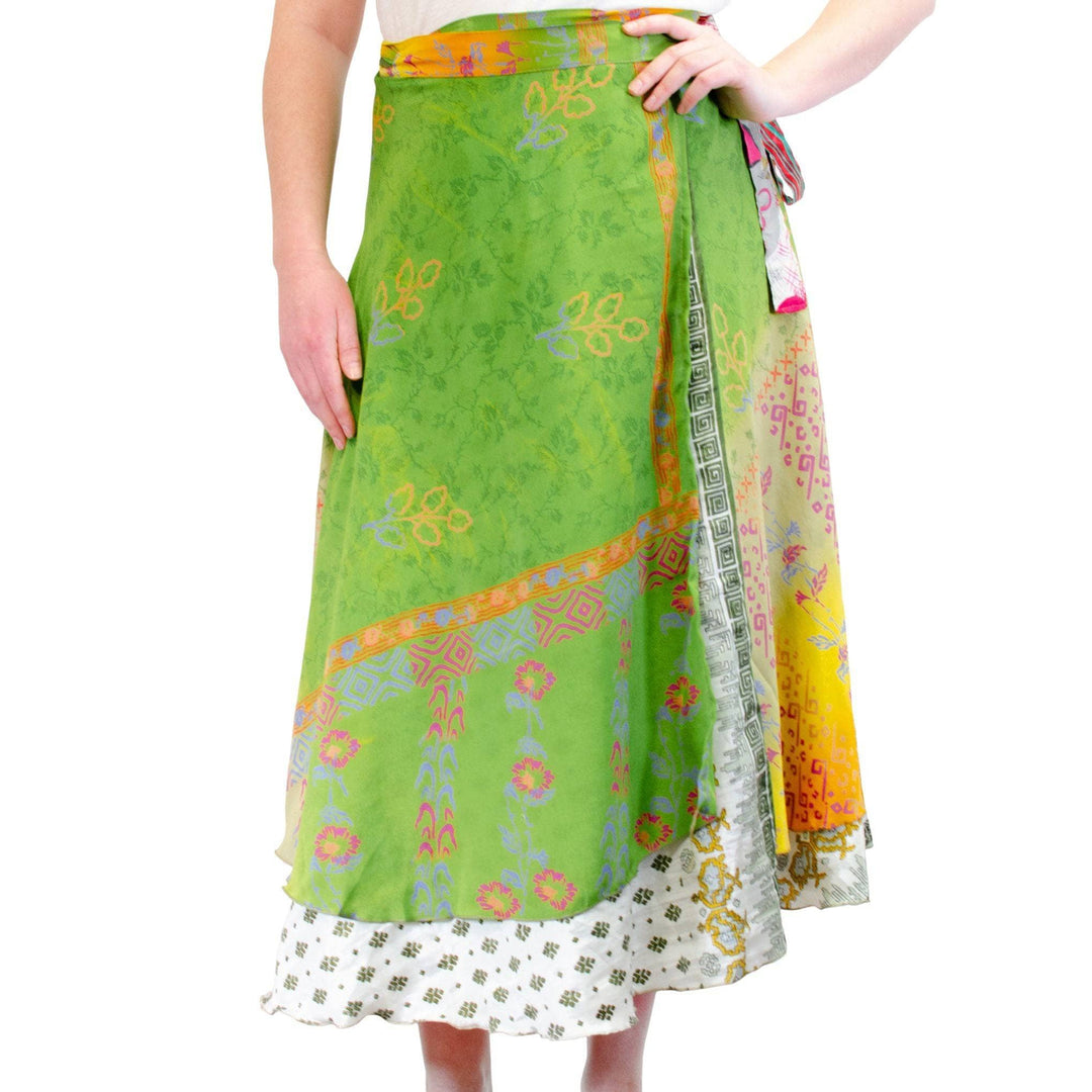 vibrant green sari wrap skirt