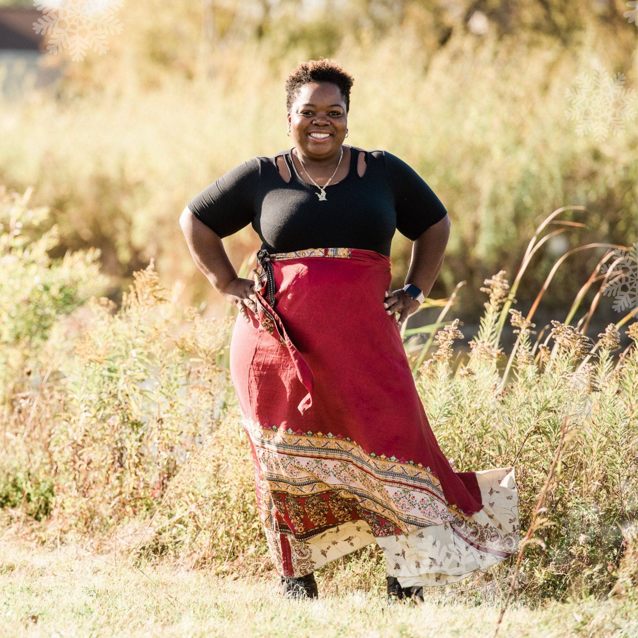 Boho maxi wrap skirt top