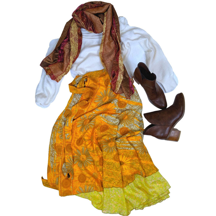 sunflower wrap skirt with scarf