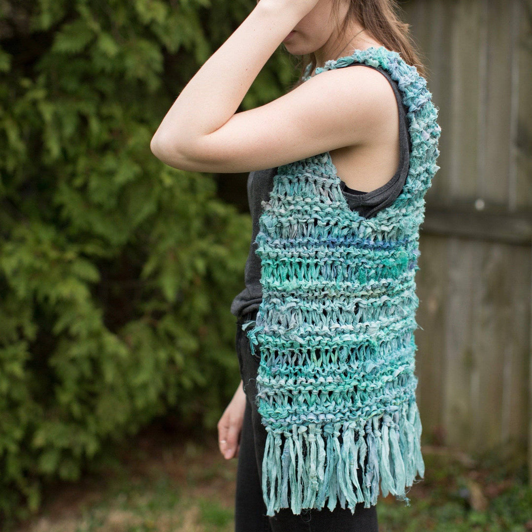woman wearing a Silk Hippie Fringe outdoors