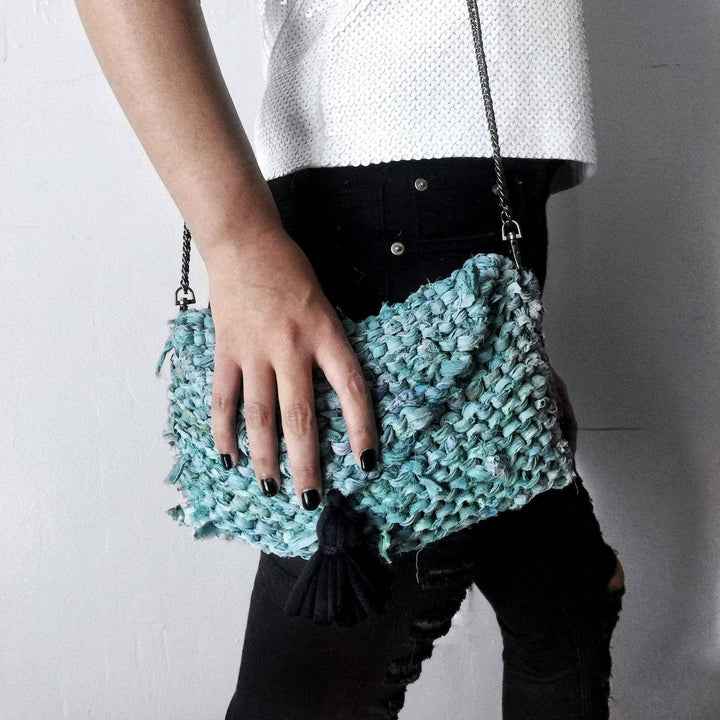 Tasseled Sari Silk Clutch Pattern | Darn Good Yarn - eco-friendly yarn + boho clothing