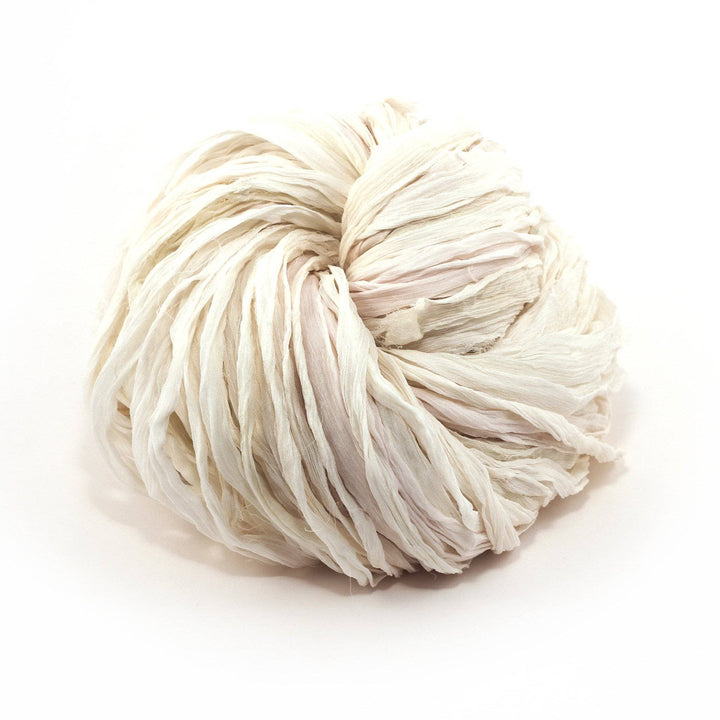 White Silk Chiffon Ribbon ball on a white background