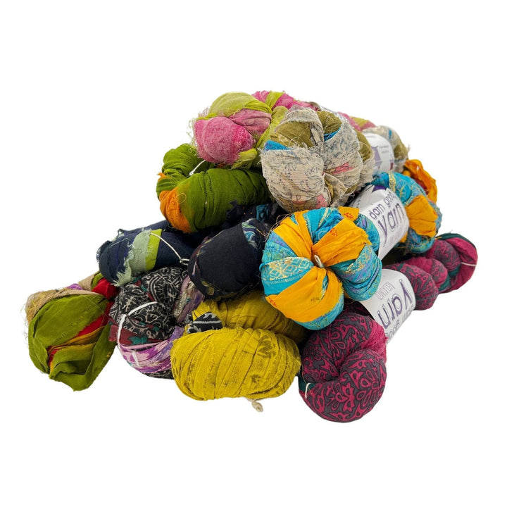 Bulk Yarn 10 pack bundle of silk blend reclaimed chiffon ribbon yarn