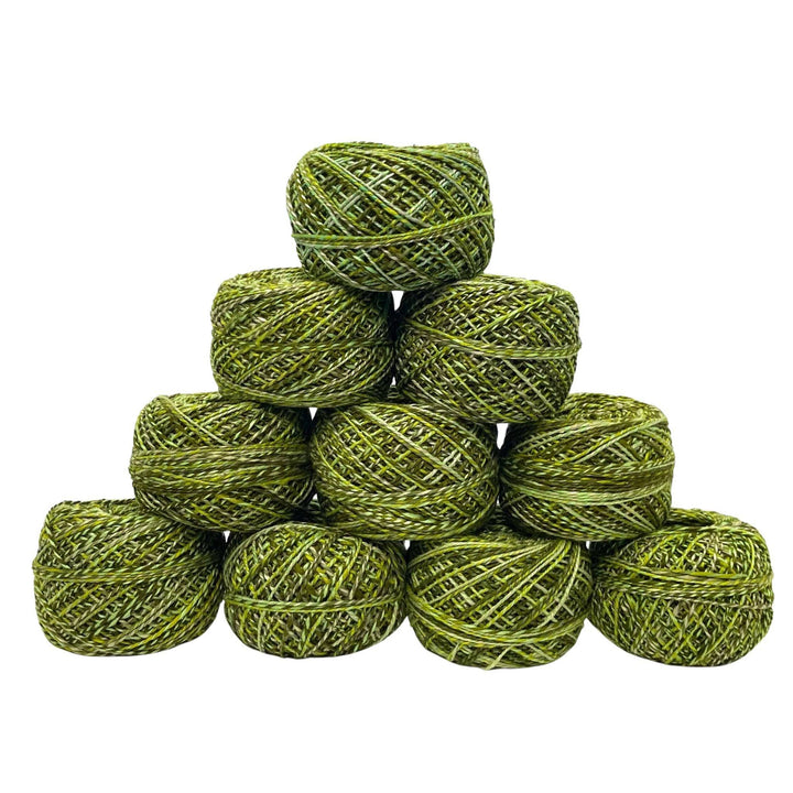 10 pack bulk yarrn bundle of Darn Good Twist Sport Weight Recycled Silk Yarn in "Tropical Jungle"